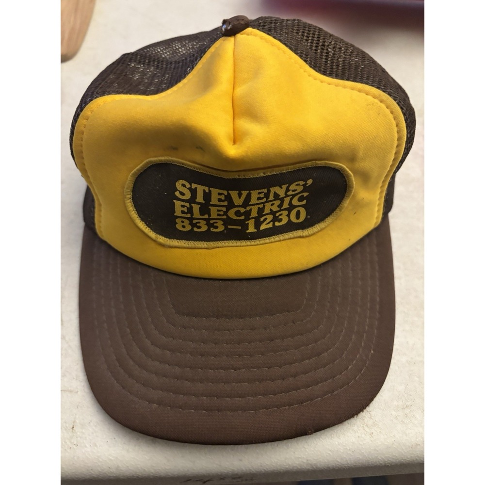 Vintage 1980's Stevens' Electric Trucker Adjustable Snapback Hat KC